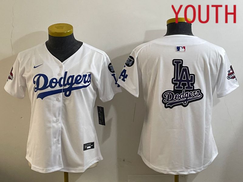 Youth Los Angeles Dodgers Blank White Game 2024 Nike MLB Jersey style 12096->youth mlb jersey->Youth Jersey